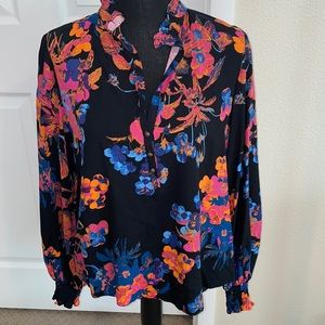 Anthropologie | Maeve Colette Peasant Blouse Black Floral Small